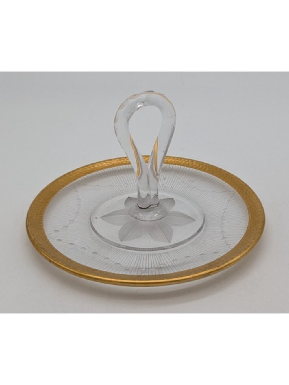 Elegant Vintage Gold Encrusted Rim Center Handled Sandwich Tid bit Tray